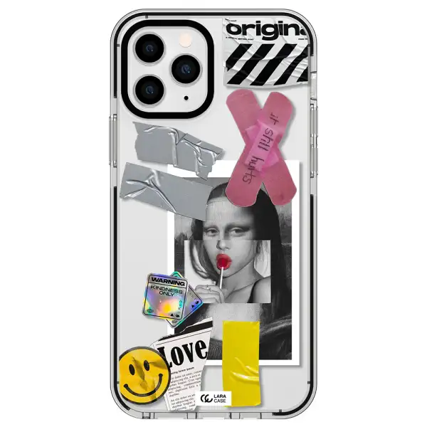 Mona Lisa Street Style Apple iPhone 11 pro impact black border Case