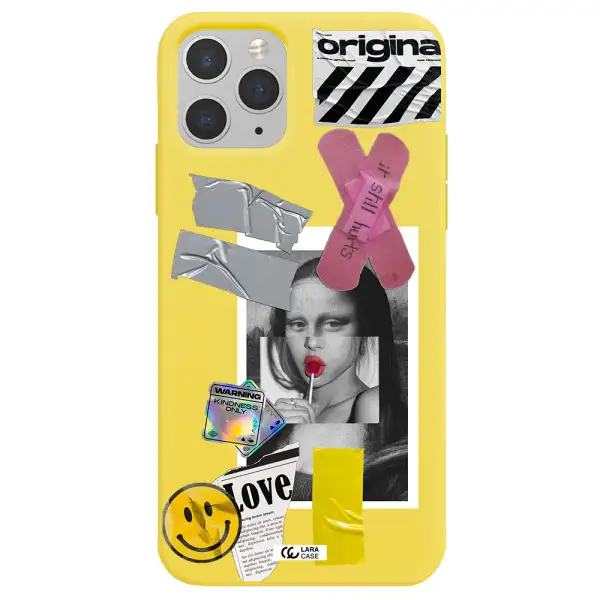 Mona Lisa Street Style Apple iPhone 11 pro max Silicone canary yellow Case