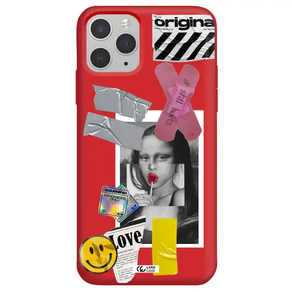 Mona Lisa Street Style Apple iPhone 11 pro max Silicone Imperial Red Case