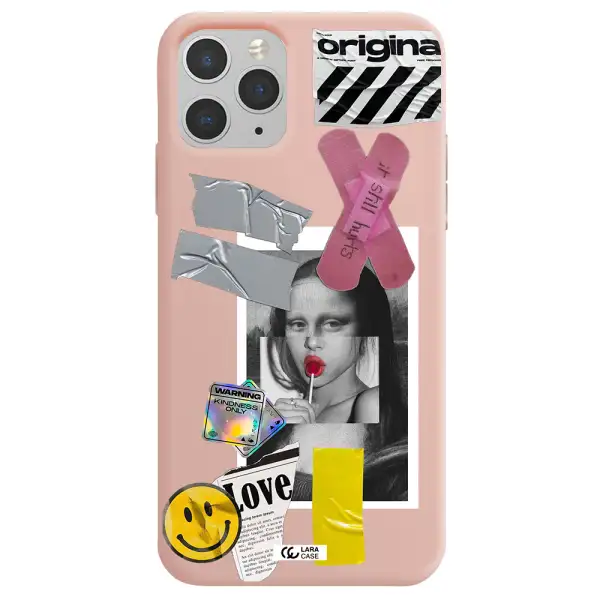 Mona Lisa Street Style Apple iPhone 11 pro max Silicone pastel pink Case