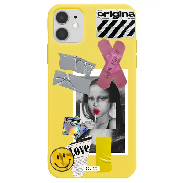Mona Lisa Street Style Apple iPhone 11 Silicone canary yellow Case
