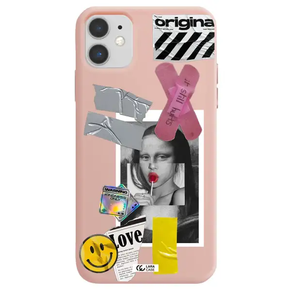 Mona Lisa Street Style Apple iPhone 11 Silicone pastel pink Case