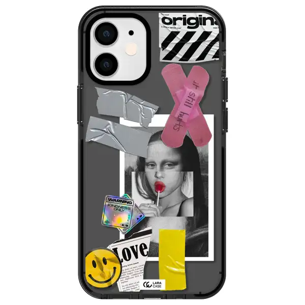 Mona Lisa Street Style Apple iPhone 12 mini impact Smoke Black Case