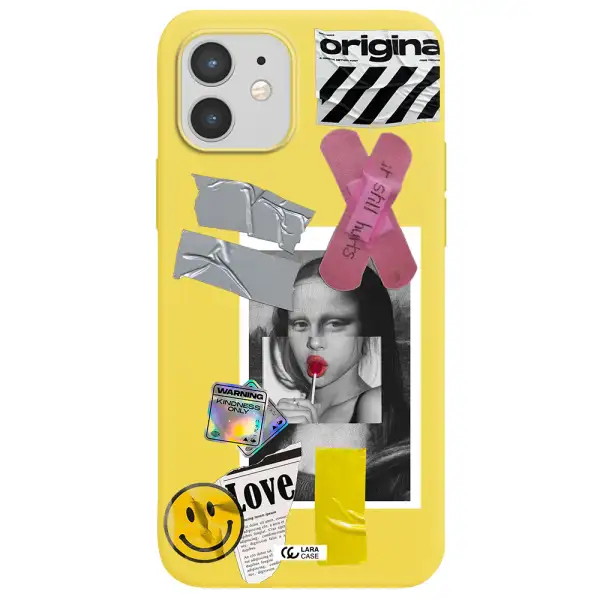 Mona Lisa Street Style Apple iPhone 12 mini Silicone canary yellow Case