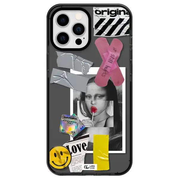 Mona Lisa Street Style Apple iPhone 12 pro max impact Smoke Black Case