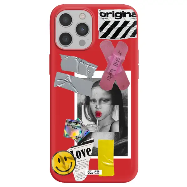 Mona Lisa Street Style Apple iPhone 12 pro Silicone Imperial Red Case