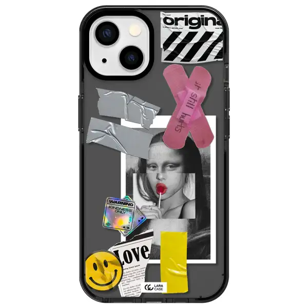 Mona Lisa Street Style Apple iPhone 13 impact Smoke Black Case