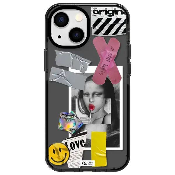 Mona Lisa Street Style Apple iPhone 13 mini impact Smoke Black Case