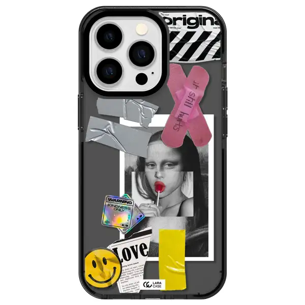 Mona Lisa Street Style Apple iPhone 13 Pro impact Smoke Black Case