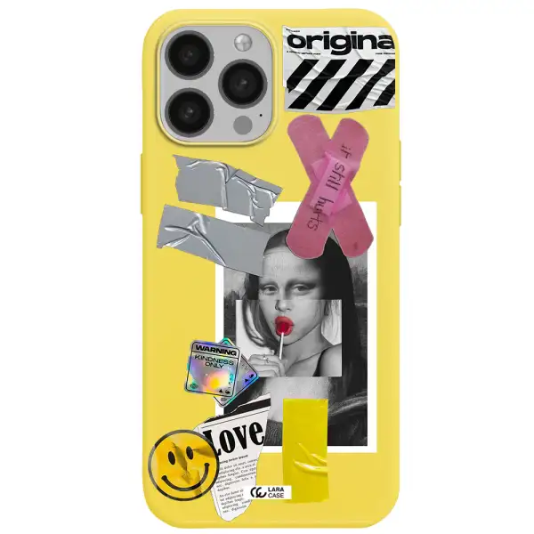 Mona Lisa Street Style Apple iPhone 13 Pro Max Silicone canary yellow Case