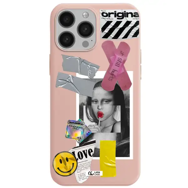 Mona Lisa Street Style Apple iPhone 13 Pro Silicone pastel pink Case