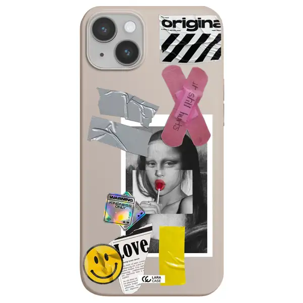 Mona Lisa Street Style Apple iPhone 14 plus Silicone Stone Case