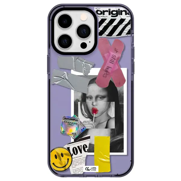 Mona Lisa Street Style Apple iPhone 14 pro max impact Lilac Case