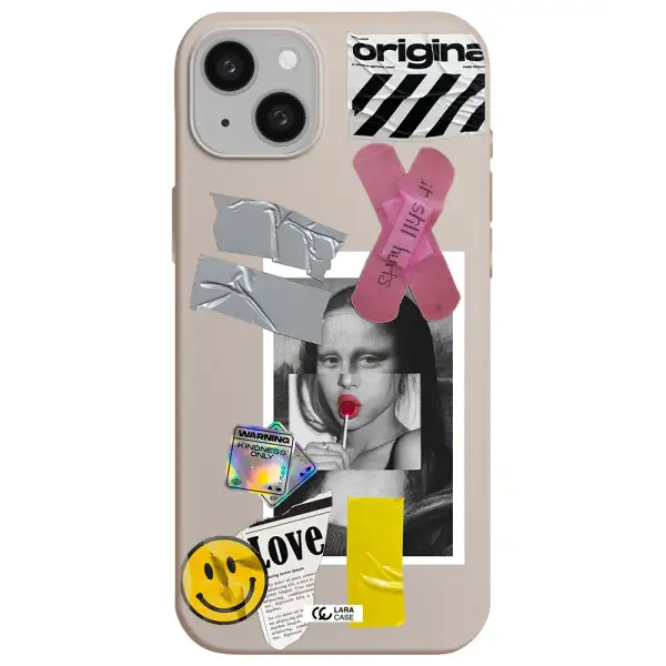 Mona Lisa Street Style Apple iphone 15 plus Silicone Stone Case