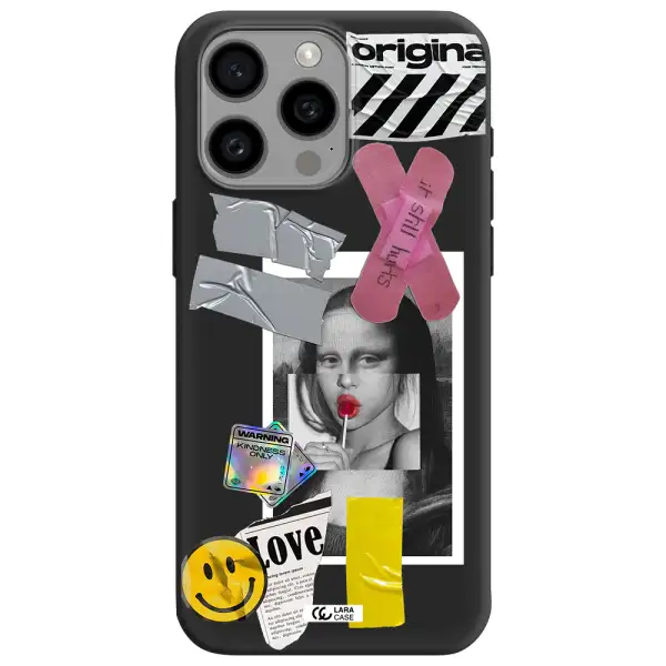 Mona Lisa Street Style Apple Iphone 15 Pro max Silicone black Case