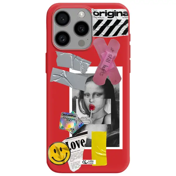 Mona Lisa Street Style Apple Iphone 15 Pro Max Silicone Imperial Red Case