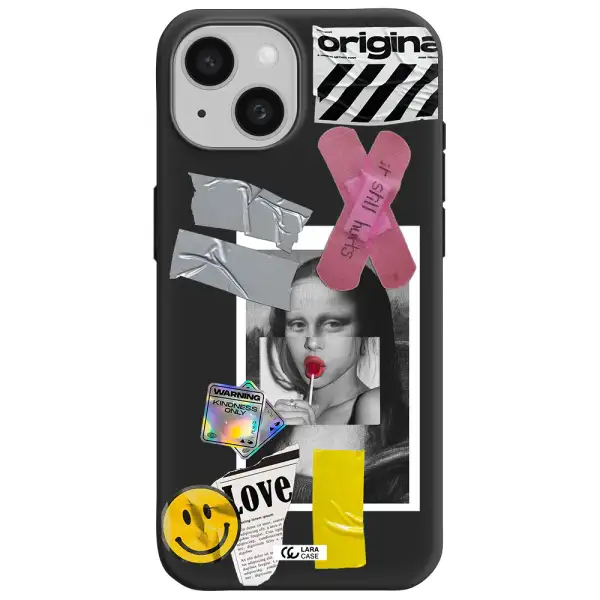 Mona Lisa Street Style Apple iPhone 15 Silicone black Case