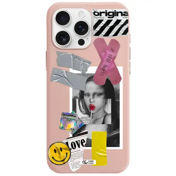 Mona Lisa Street Style Apple Iphone 16 Pro Max Silicone Pastel Pink Case