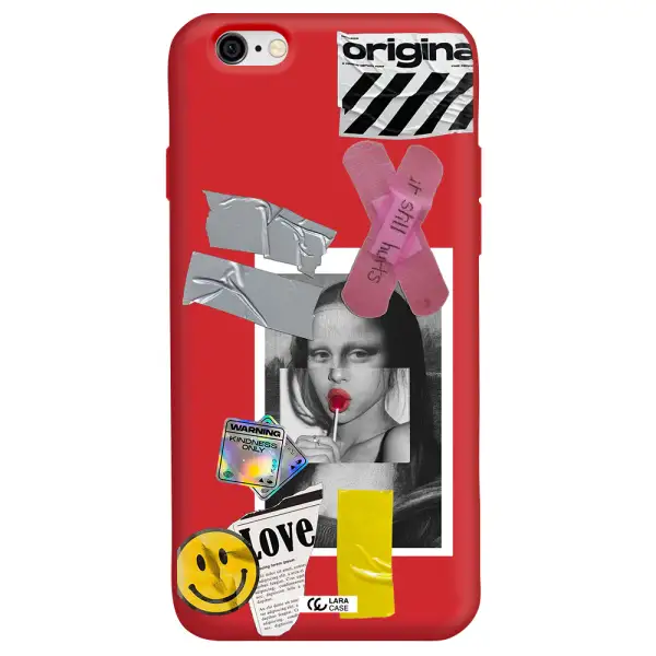 Mona Lisa Street Style Apple iPhone 6 Silicone Imperial Red Case