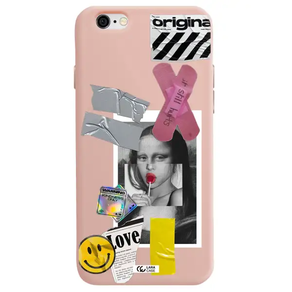 Mona Lisa Street Style Apple iPhone 6 Silicone pastel pink Case