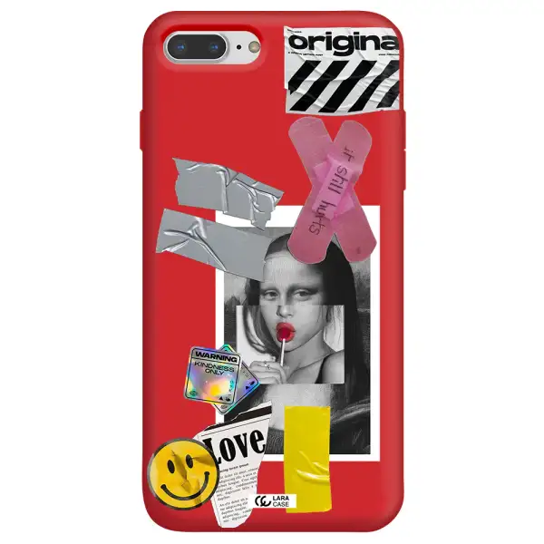 Mona Lisa Street Style Apple iPhone 7 plus Silicone Imperial Red Case