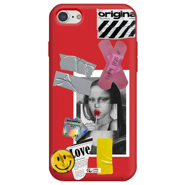 Mona Lisa Street Style Apple iPhone 8 Silicone Imperial Red Case