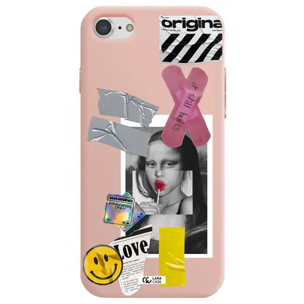 Mona Lisa Street Style Apple iPhone 8 Silicone pastel pink Case