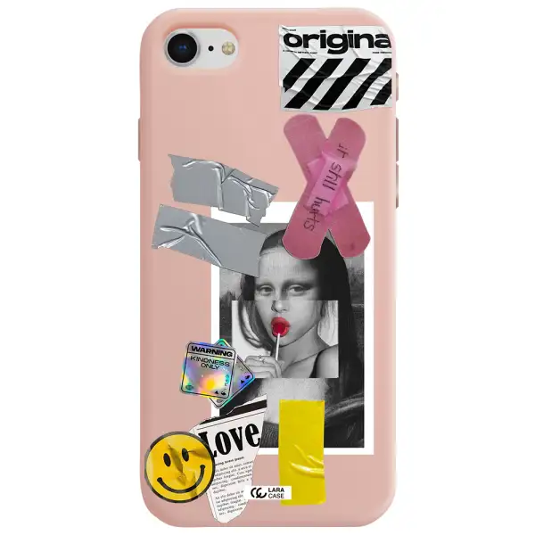 Mona Lisa Street Style Apple iPhone se 2020 Silicone pastel pink Case