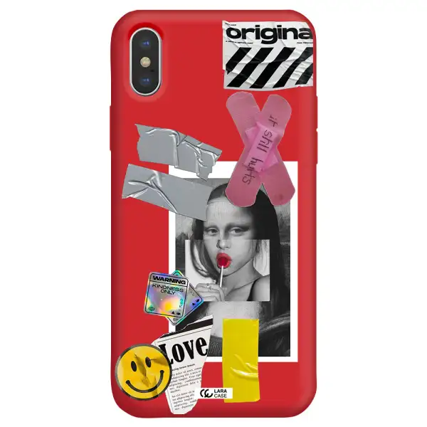 Mona Lisa Street Style Apple iPhone X Silicone Imperial Red Case