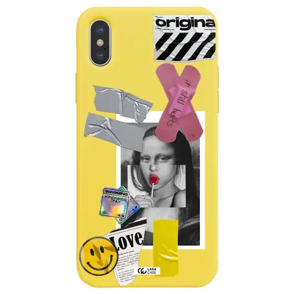 Mona Lisa Street Style Apple iPhone XS max Silicone canary yellow Case