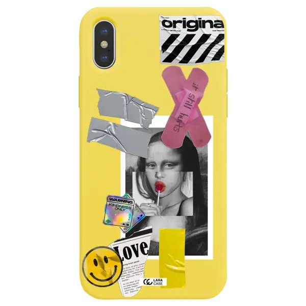 Mona Lisa Street Style Apple iPhone XS Silicone canary yellow Case