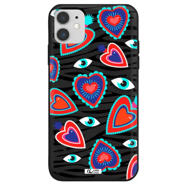 Eye Heart Apple iPhone 11 Silicone black Case