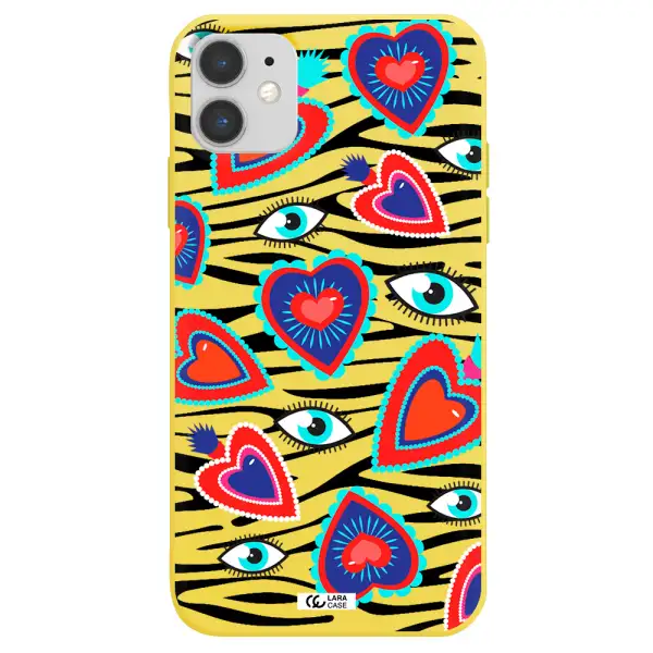 Eye Heart Apple iPhone 11 Silicone canary yellow Case