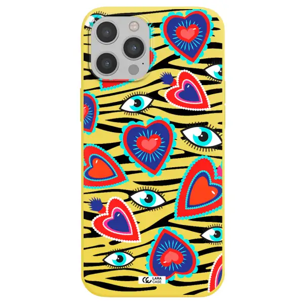 Eye Heart Apple iPhone 12 pro max Silicone canary yellow Case