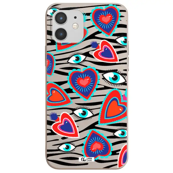 Eye Heart Apple iPhone 12 Silicone Stone Case