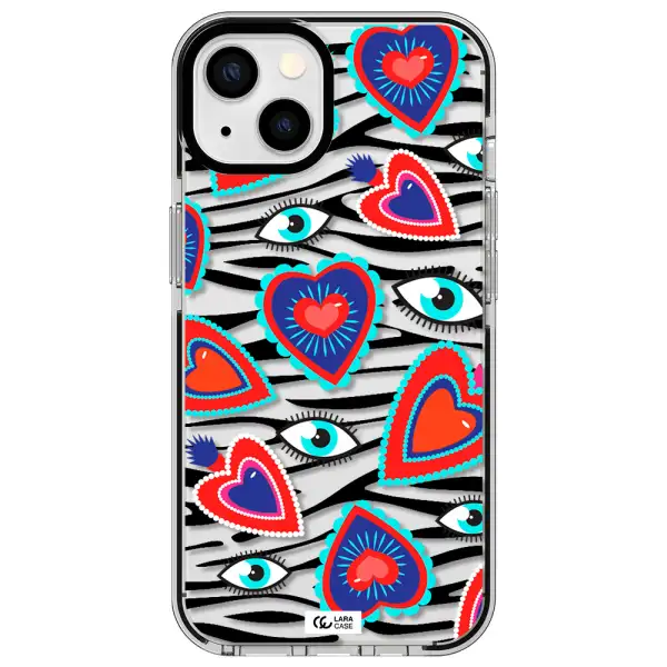 Eye Heart Apple iPhone 13 impact black border Case
