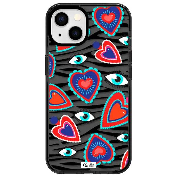 Eye Heart Apple iPhone 13 impact Smoke Black Case