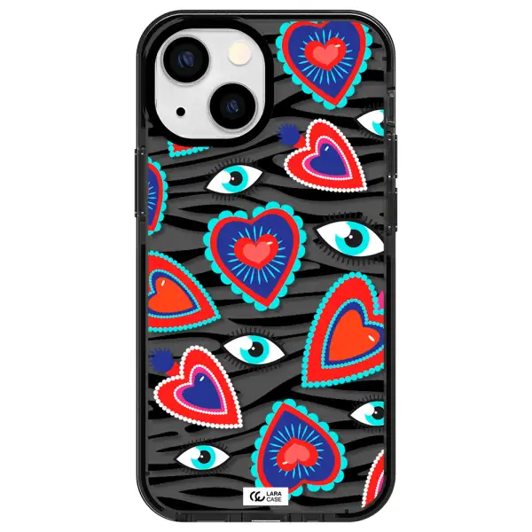Eye Heart Apple iPhone 13 mini impact Smoke Black Case
