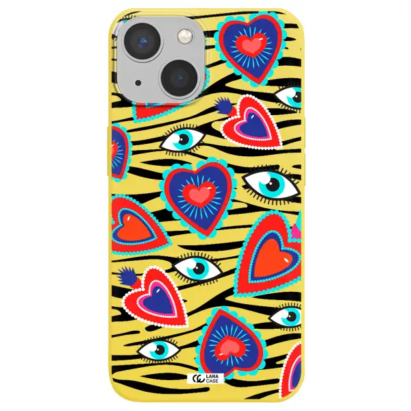 Eye Heart Apple iPhone 13 mini Silicone canary yellow Case
