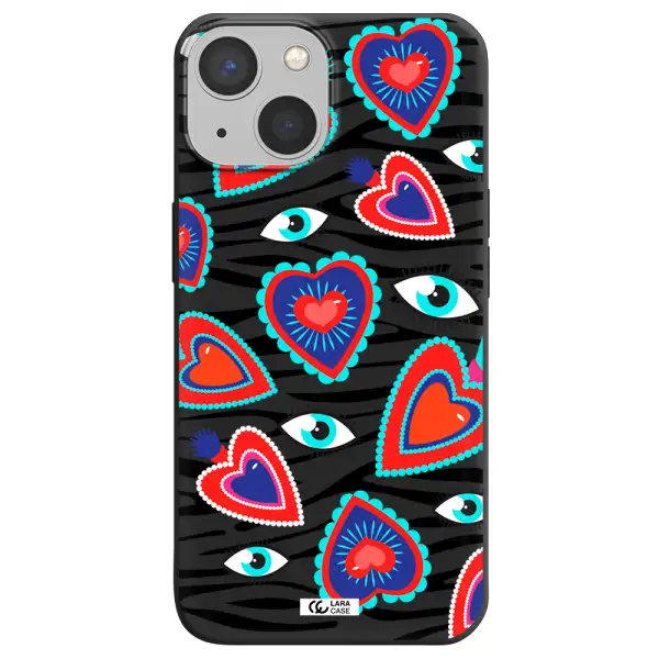 Eye Heart Apple iPhone 13 Silicone black Case