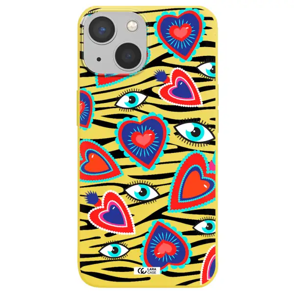 Eye Heart Apple iPhone 13 Silicone canary yellow Case