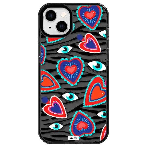 Eye Heart Apple iPhone 14 plus impact Smoke Black Case
