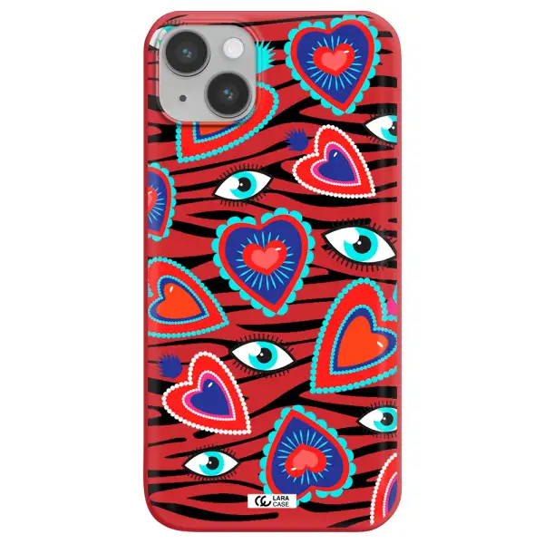 Eye Heart Apple iPhone 14 plus Silicone Imperial Red Case