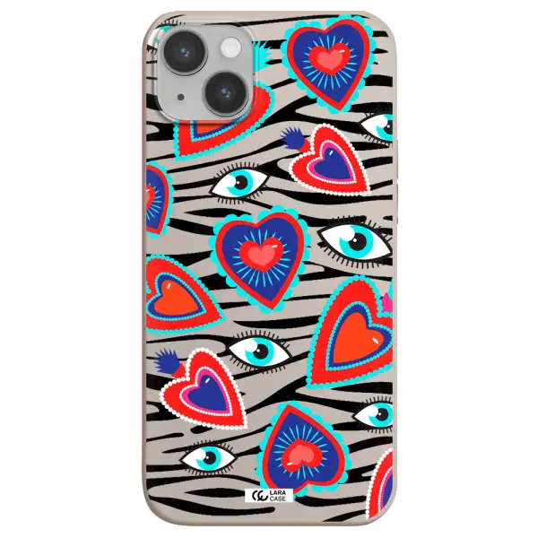 Eye Heart Apple iPhone 14 Silicone Stone Case