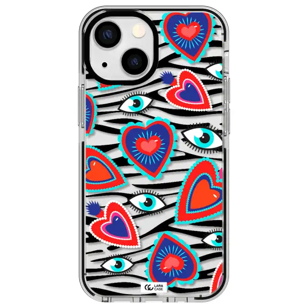 Eye Heart Apple iPhone 15 impact black border Case