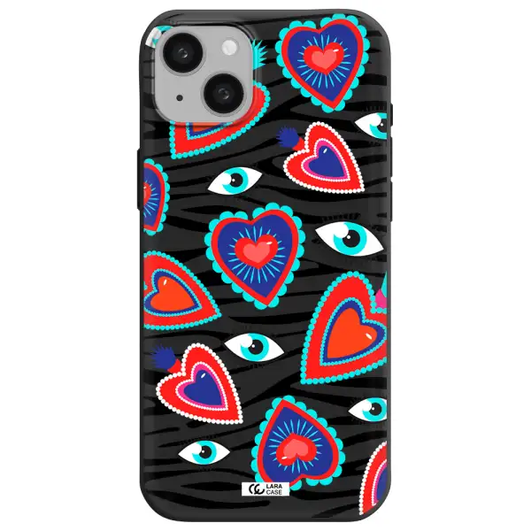 Eye Heart Apple iphone 15 plus Silicone black Case