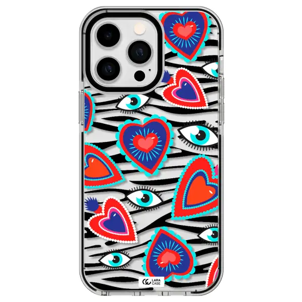 Eye Heart Apple iPhone 15 Pro impact black border Case