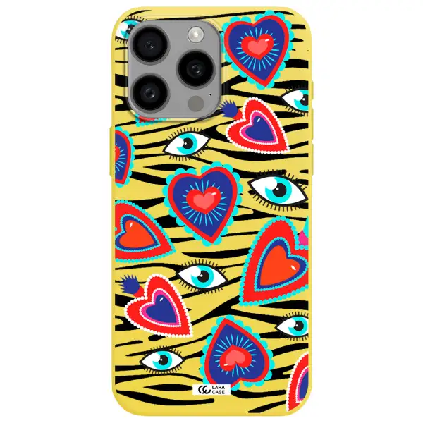 Eye Heart Apple Iphone 15 Pro max Silicone canary yellow Case