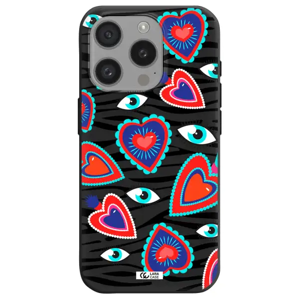 Eye Heart Apple Iphone 15 Pro Silicone Black Case