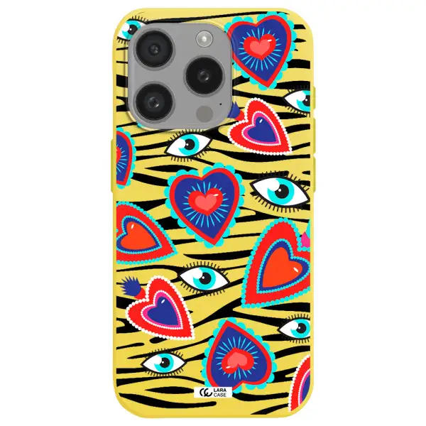Eye Heart Apple Iphone 15 Pro Silicone Canary Yellow Case